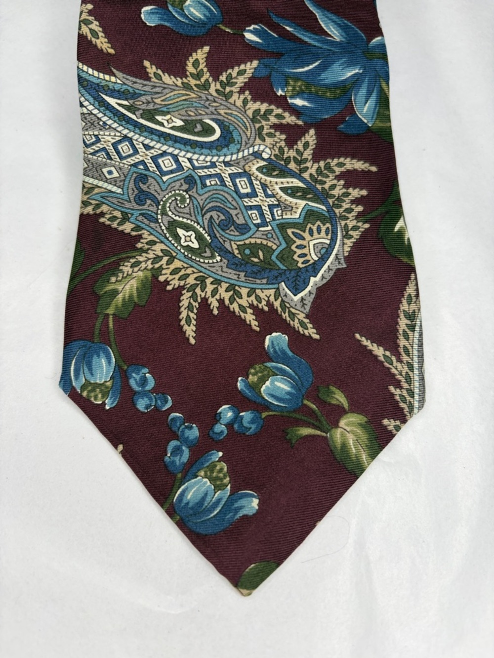 Potomac Collection Men's Burgundy Blue Floral Paisley Tie